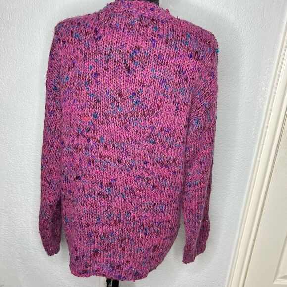 Lucia 80’s Style Purple Speckled Button Up Shoulder Pad Wool Blend Cardigan Sz M - Picture 3 of 10